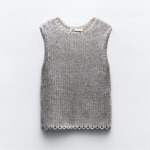 Zara Metallic Sleeveless Knit Top